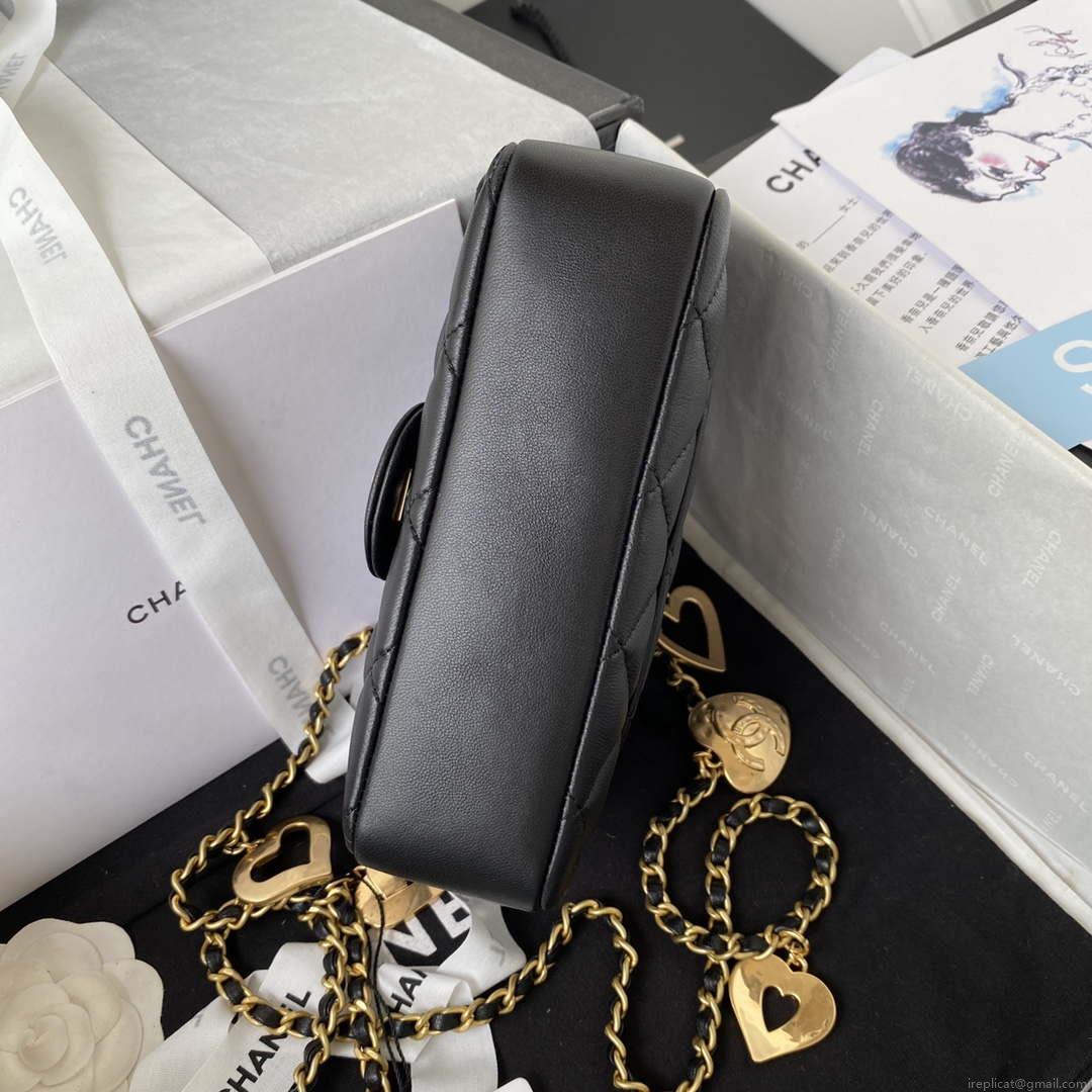 Chanel AS3456 Mini Flap Bag Lambskin & Gold-Tone Metal Black