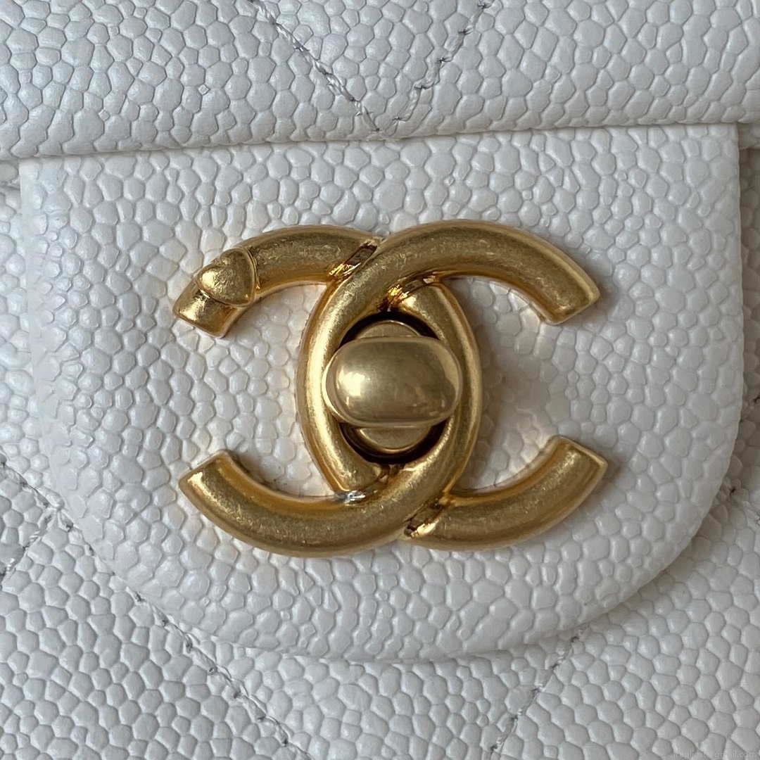 Chanel AS3921 Flap Chain Bag White Calfskin Gold