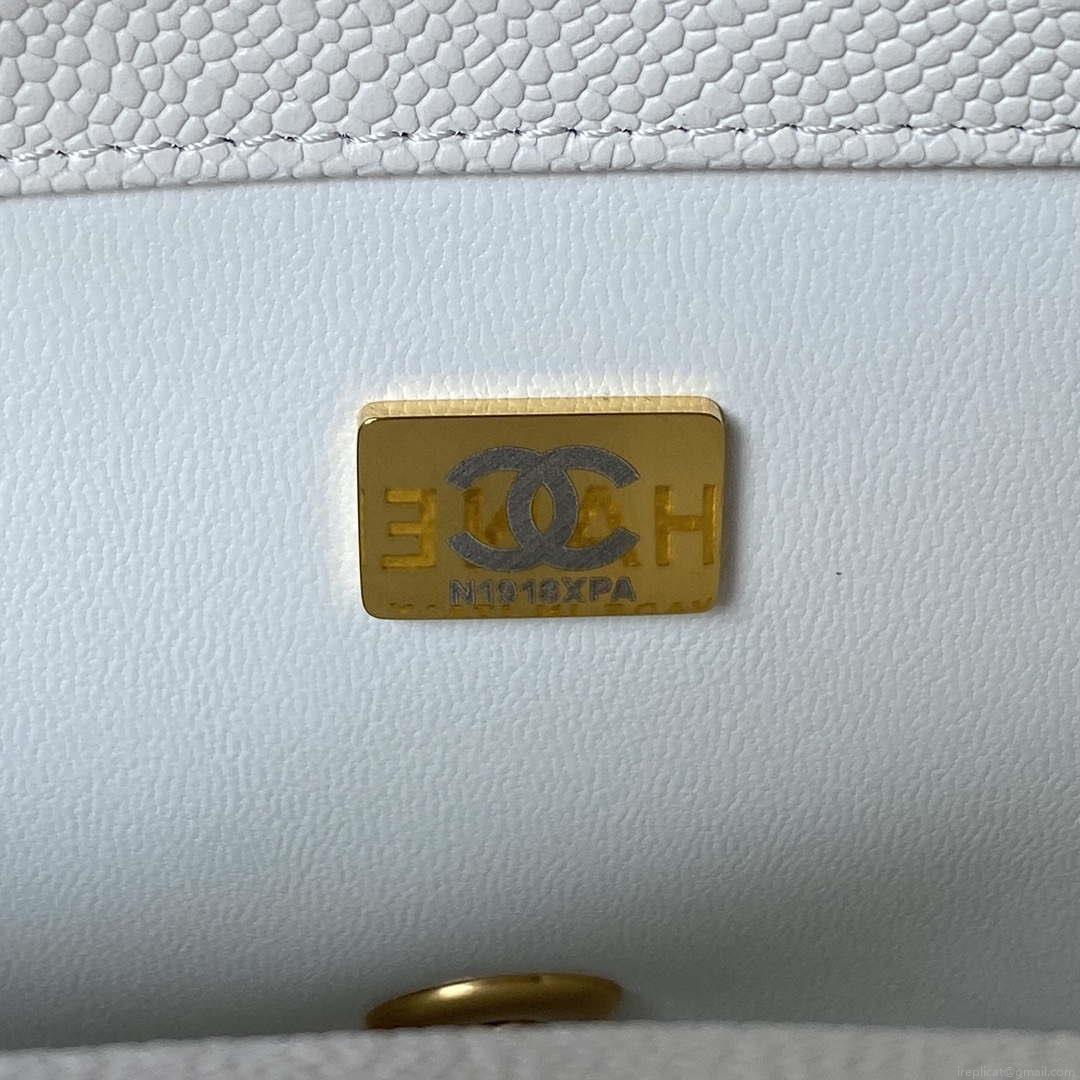 Chanel AS3921 Flap Chain Bag White Calfskin Gold