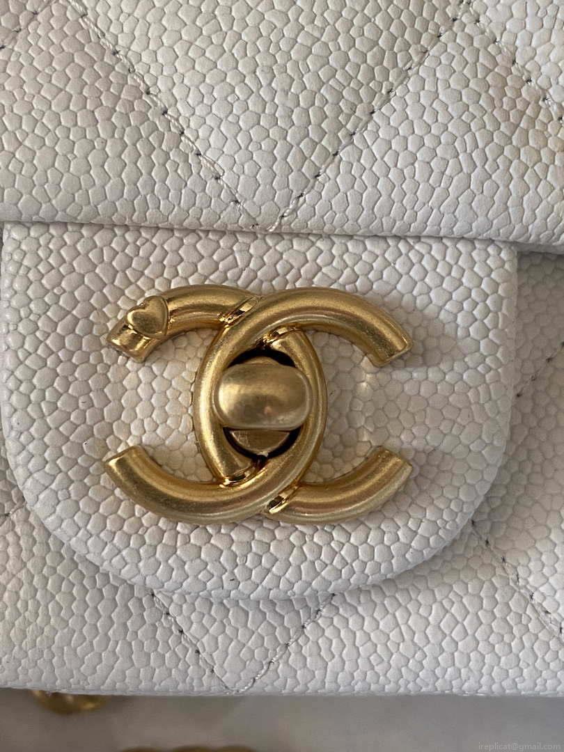 Chanel AS3828 Mini Flap Chain Bag White Calfskin Gold