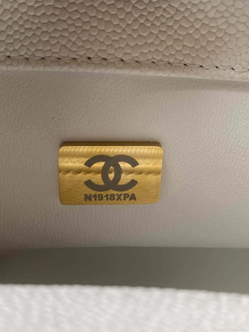 Chanel AS3828 Mini Flap Chain Bag White Calfskin Gold