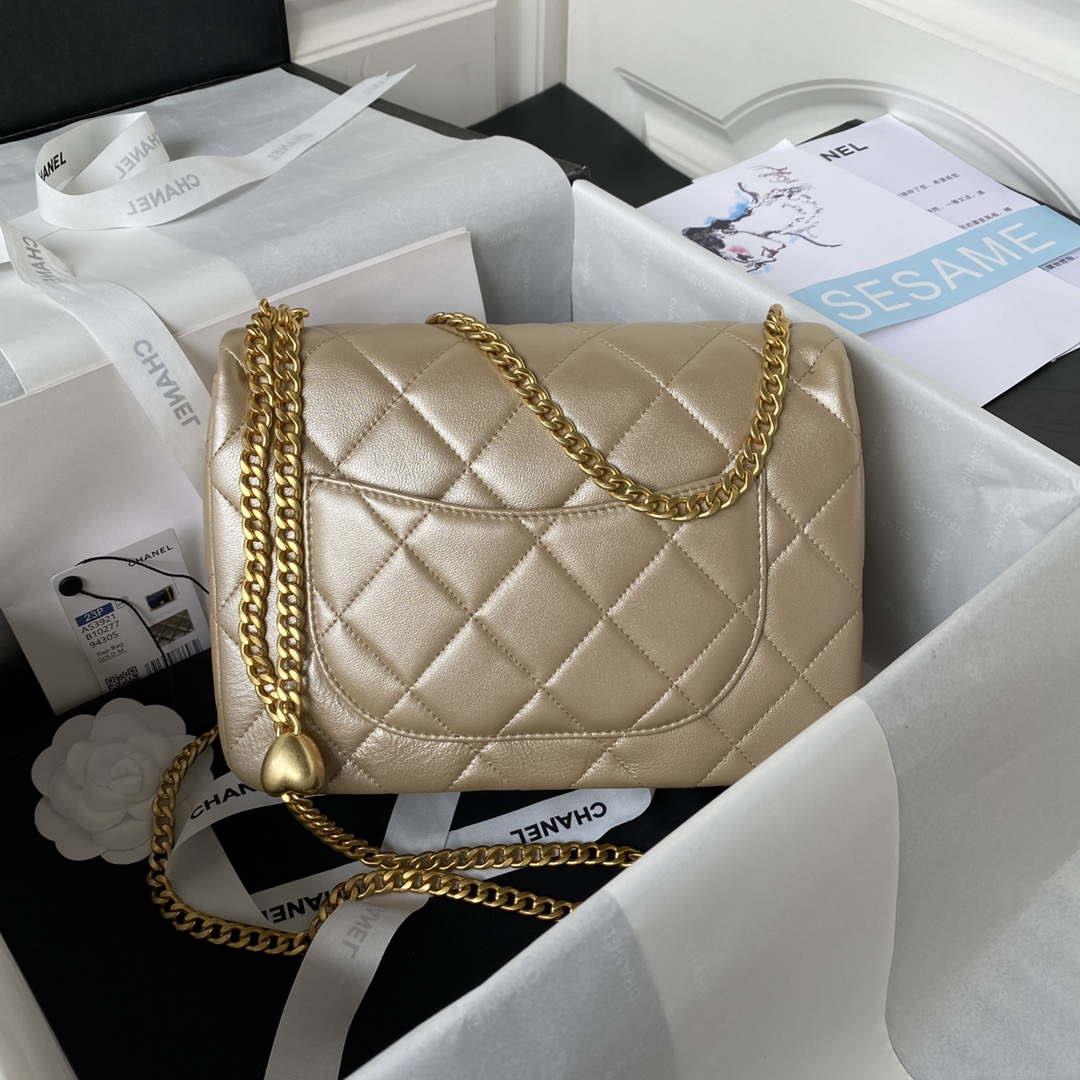 Chanel AS3921 Flap Chain Bag Gold Lambskin Gold