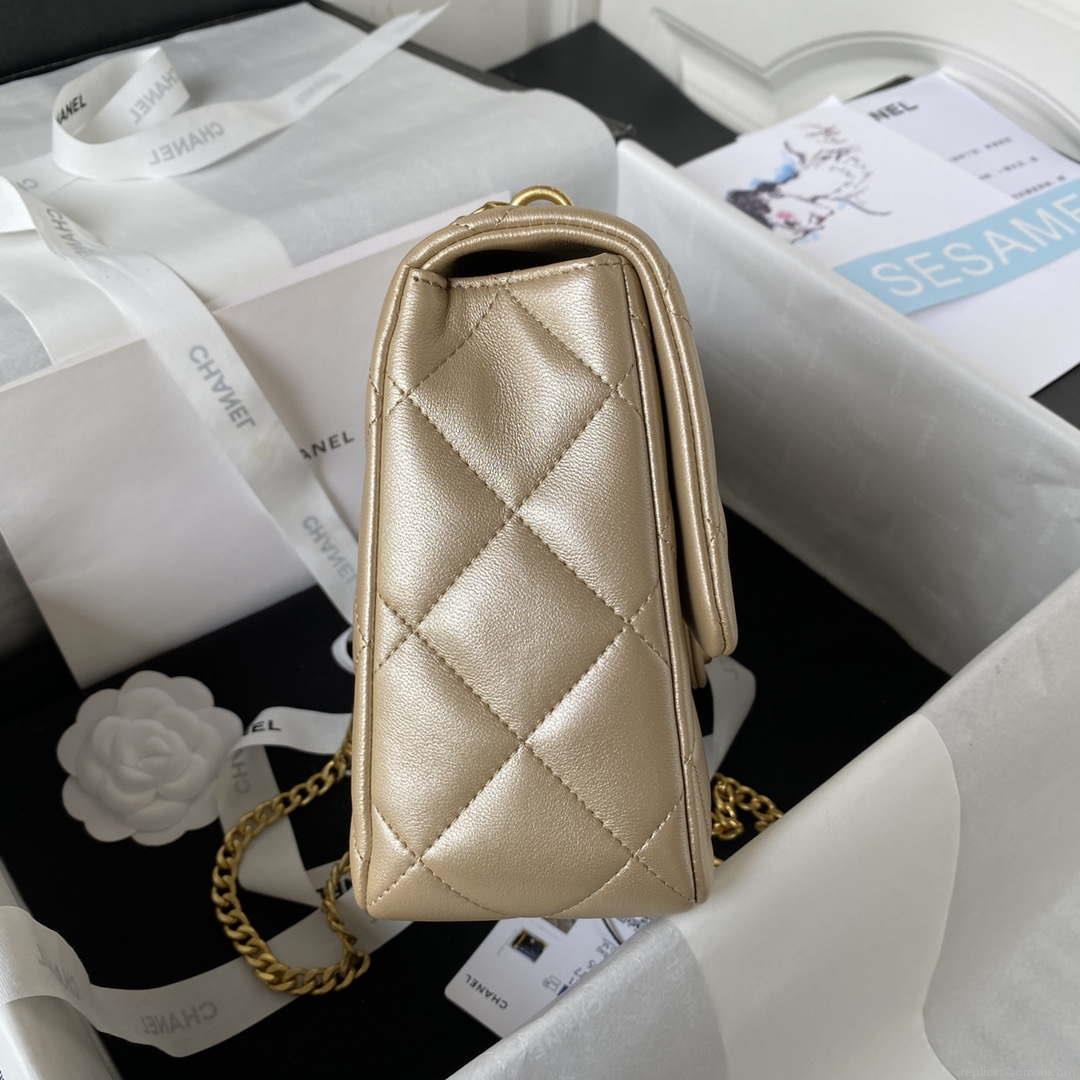 Chanel AS3921 Flap Chain Bag Gold Lambskin Gold