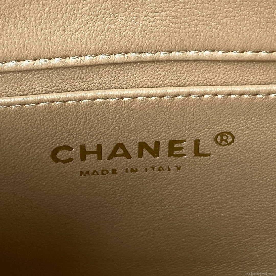 Chanel AS3828 Mini Flap Chain Bag Gold Lambskin Gold