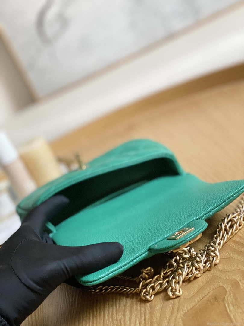 Chanel AS3828 Mini Flap Chain Bag Green Calfskin Gold