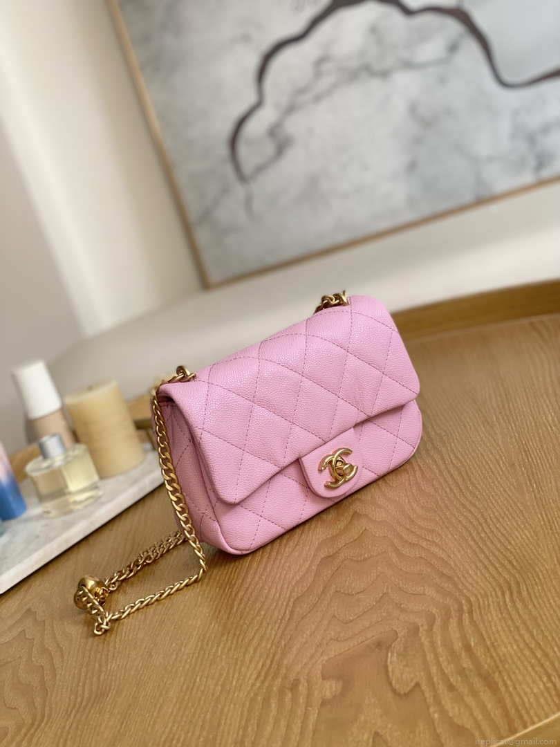 Chanel AS3828 Mini Flap Chain Bag Pink Calfskin Gold