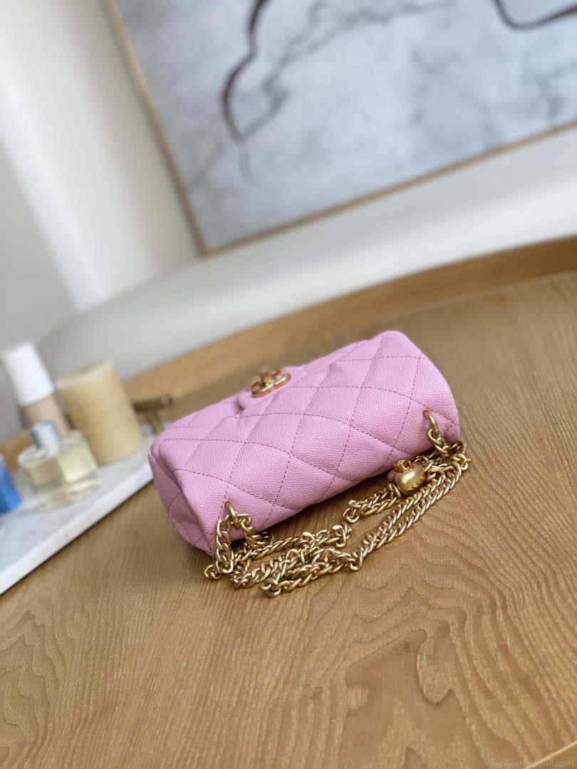 Chanel AS3828 Mini Flap Chain Bag Pink Calfskin Gold