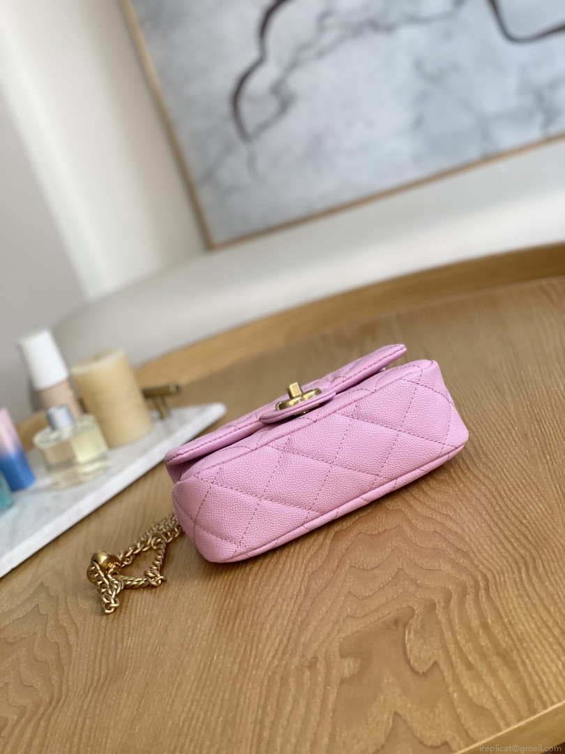 Chanel AS3828 Mini Flap Chain Bag Pink Calfskin Gold