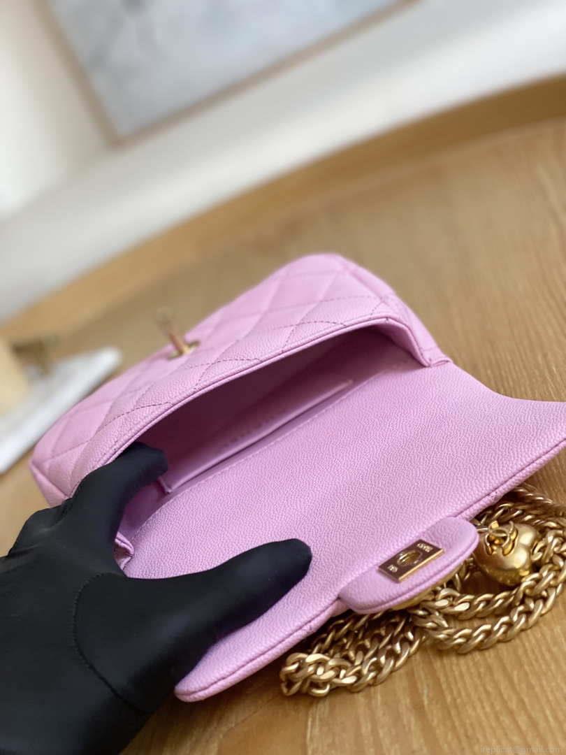 Chanel AS3828 Mini Flap Chain Bag Pink Calfskin Gold