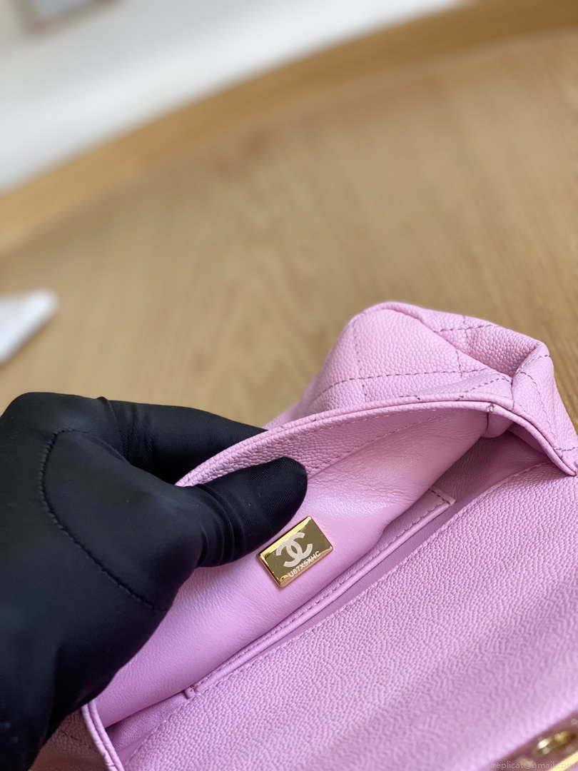 Chanel AS3828 Mini Flap Chain Bag Pink Calfskin Gold