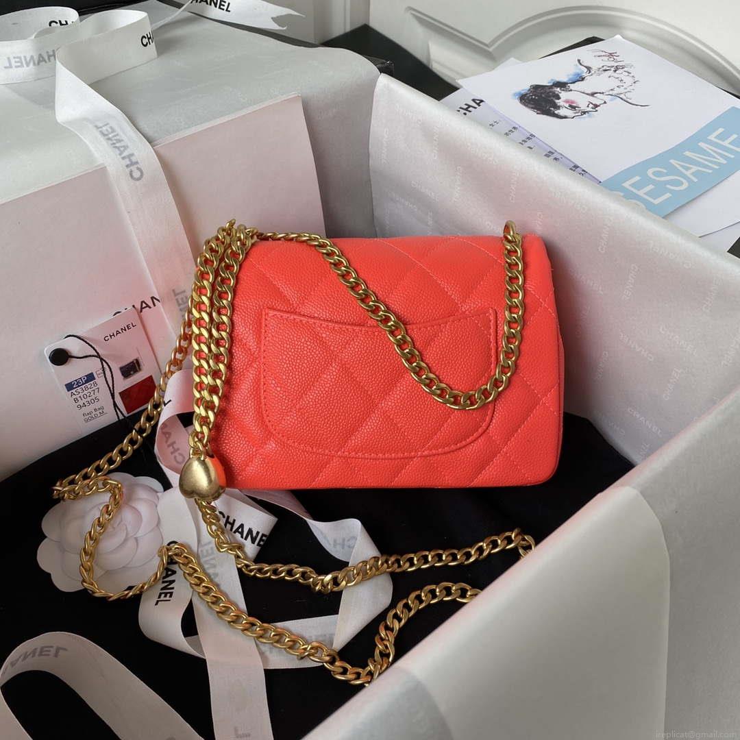 Chanel AS3828 Mini Flap Chain Bag Red Calfskin Gold