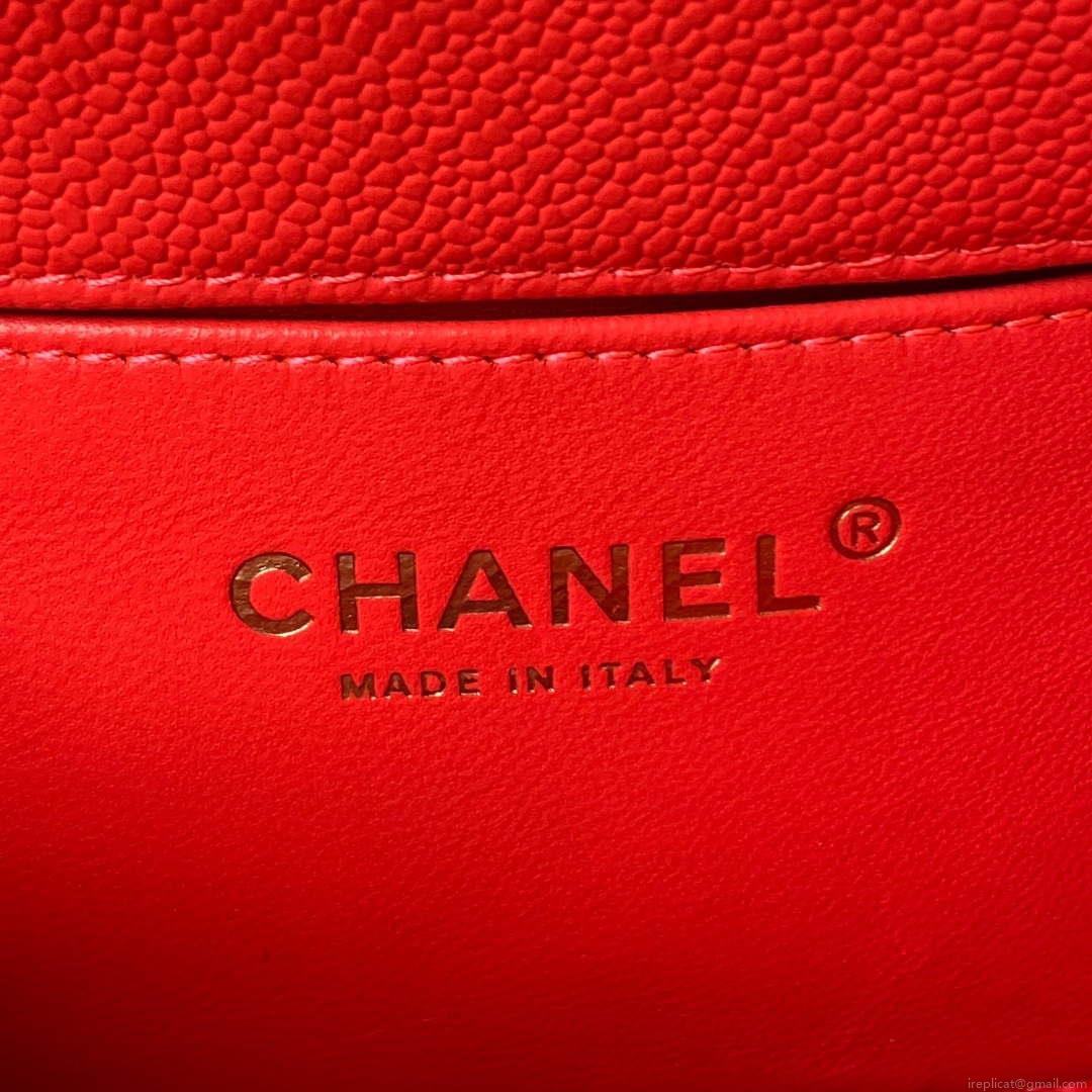 Chanel AS3828 Mini Flap Chain Bag Red Calfskin Gold