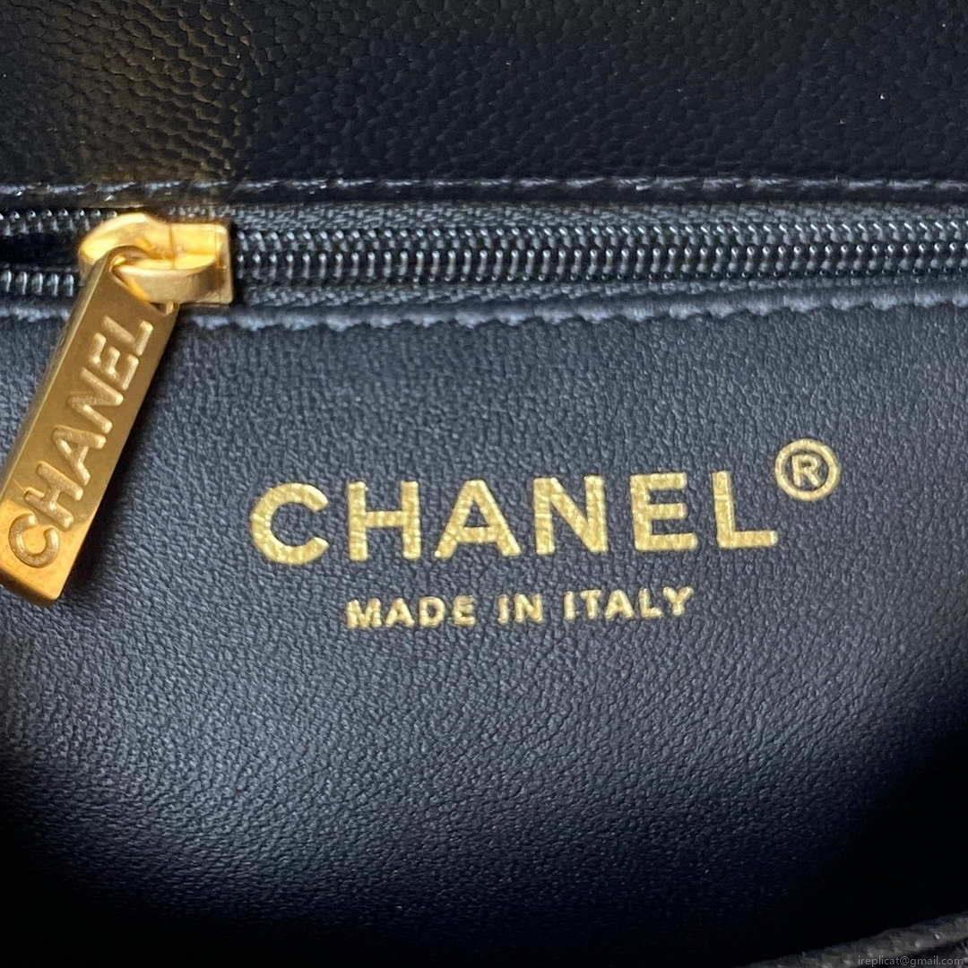 Chanel AS3829 Mini Flap Chain Bag Black Calfskin Gold