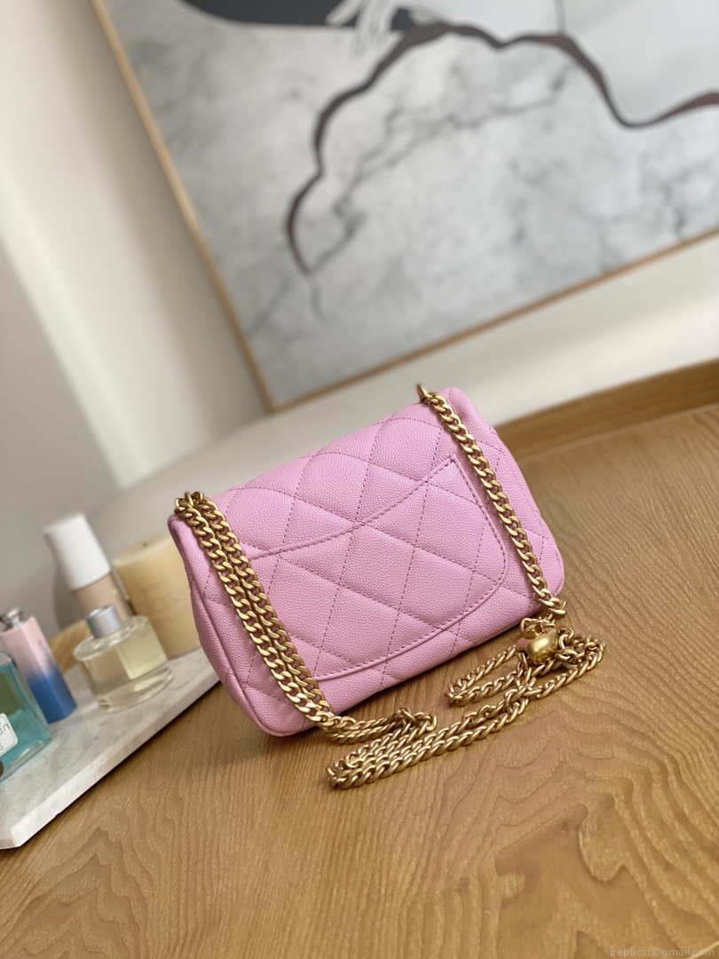Chanel AS3829 Mini Flap Chain Bag Light Pink Calfskin Gold