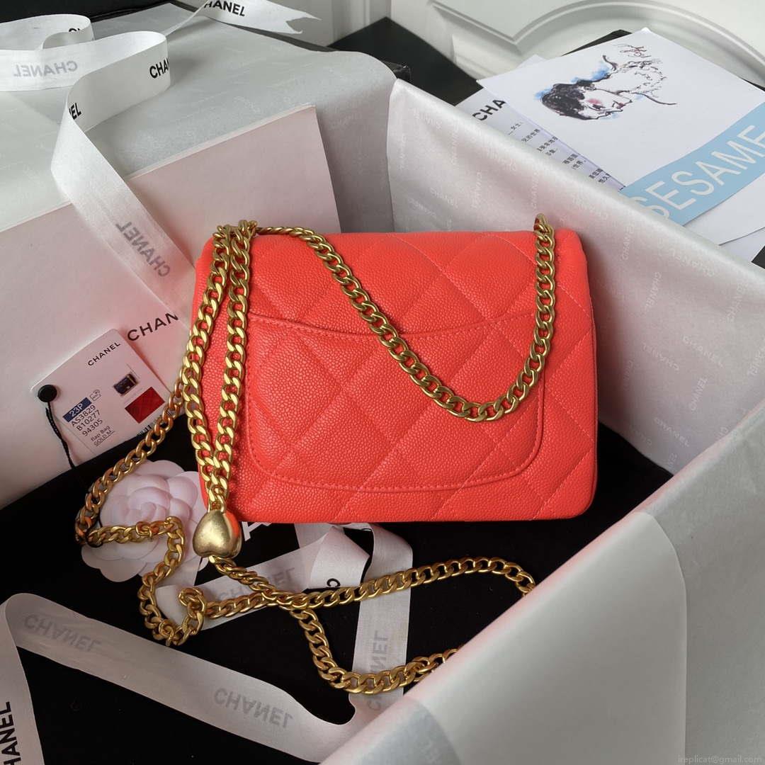 Chanel AS3829 Mini Flap Chain Bag Red Calfskin Gold
