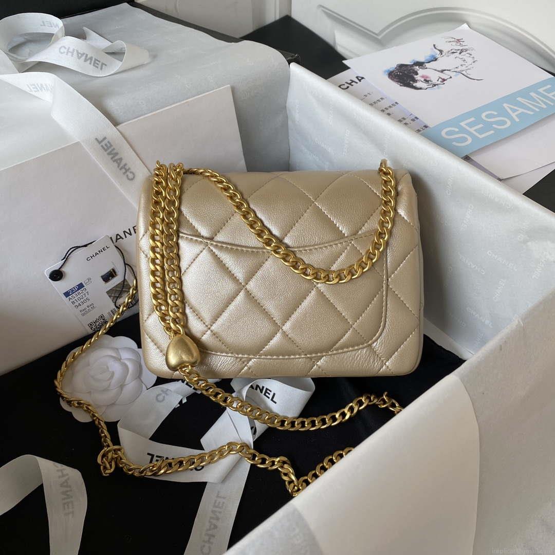 Chanel AS3829 Mini Flap Chain Bag Gold Lambskin Gold