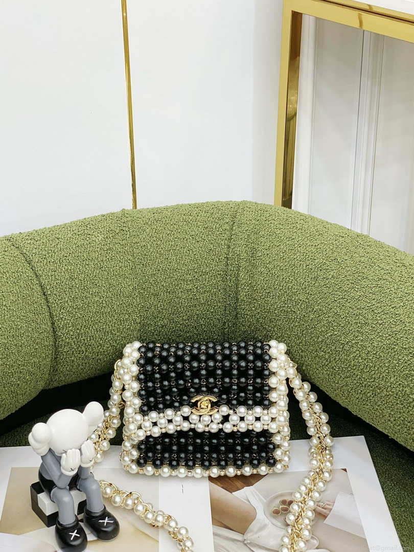 Chanel 22SS summer new collection artificial pearls and glazed pearl strings Black