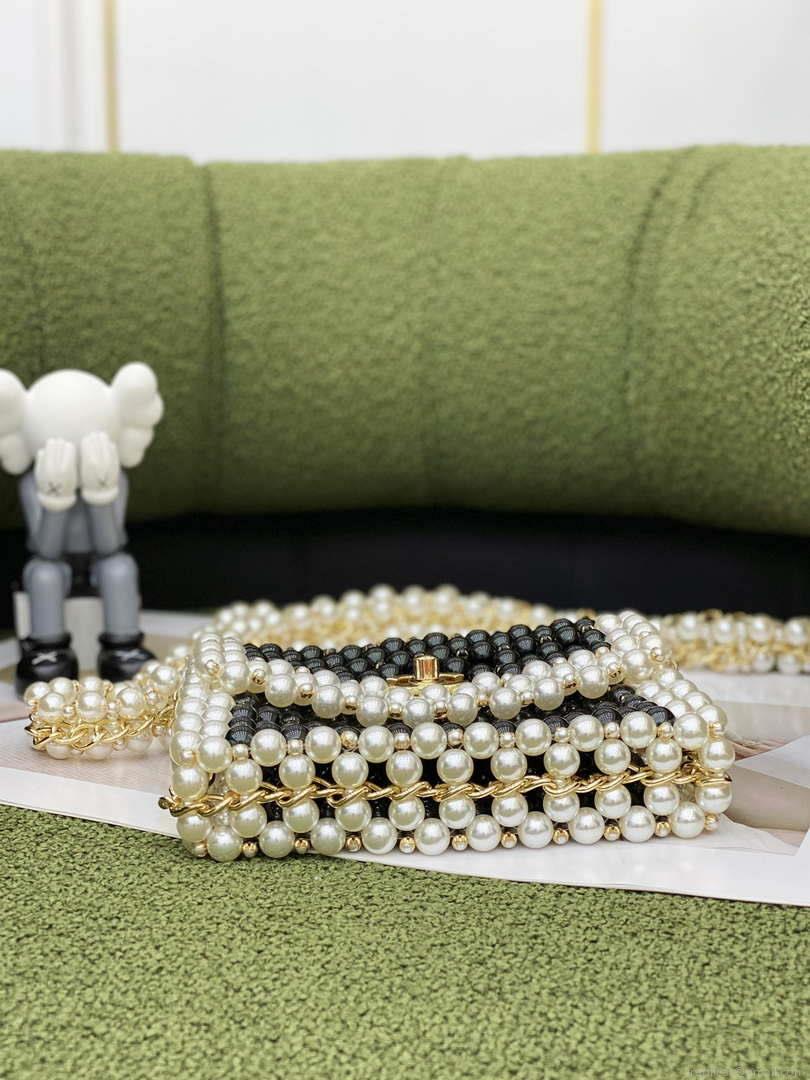 Chanel 22SS summer new collection artificial pearls and glazed pearl strings Black