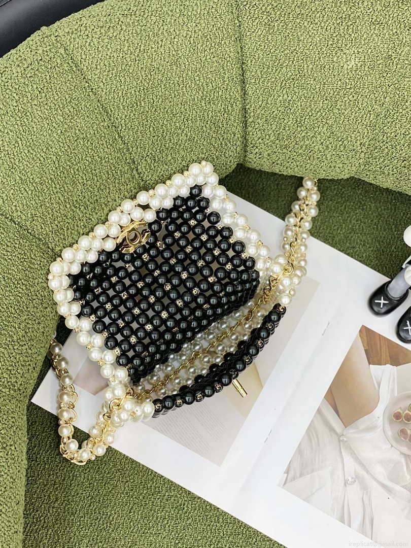 Chanel 22SS summer new collection artificial pearls and glazed pearl strings Black