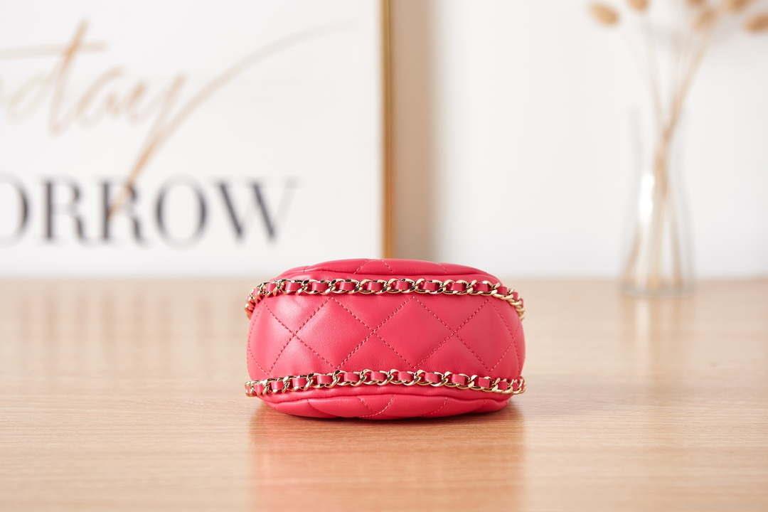 Chanel AP3232 Clutch With Chain Lambskin & Shiny Light Gold Metal Red