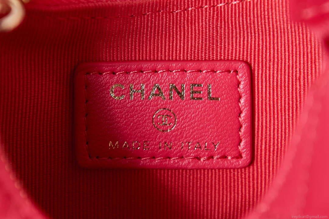 Chanel AP3232 Clutch With Chain Lambskin & Shiny Light Gold Metal Red
