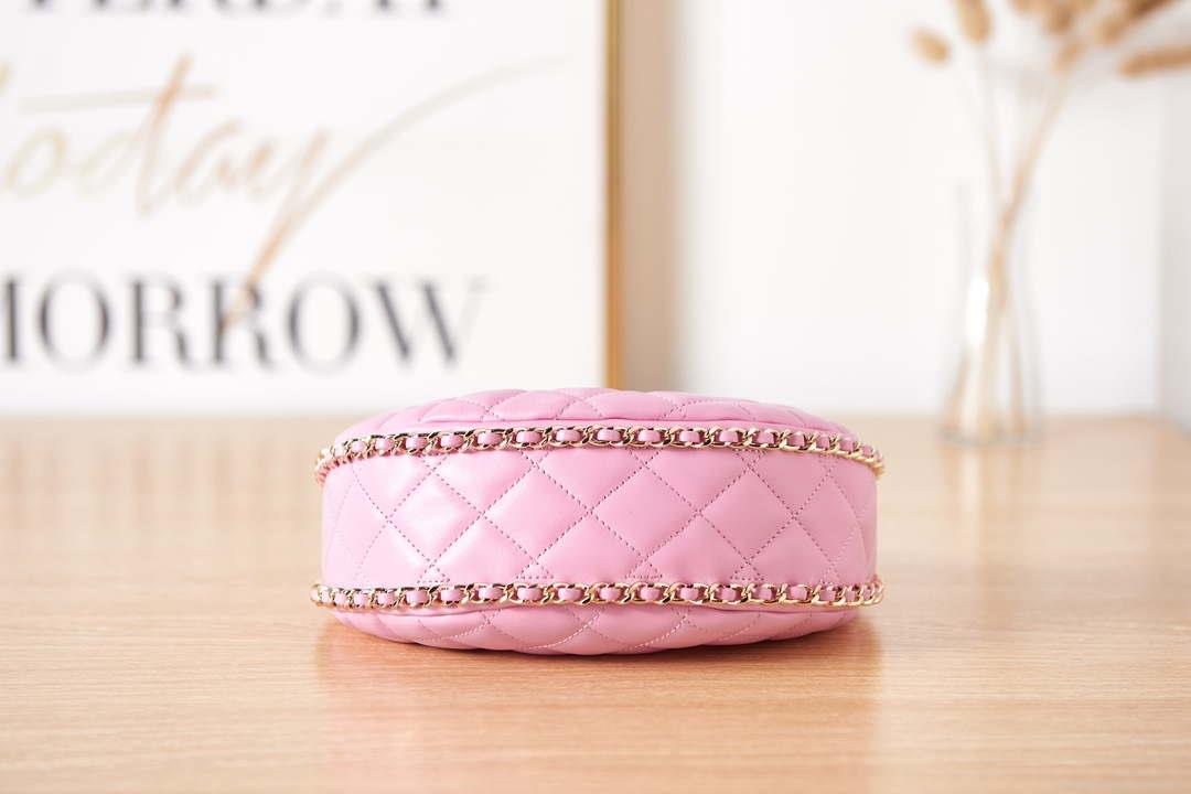 Chanel AS3917 Clutch With Chain Lambskin & Shiny Light Gold Metal Pink