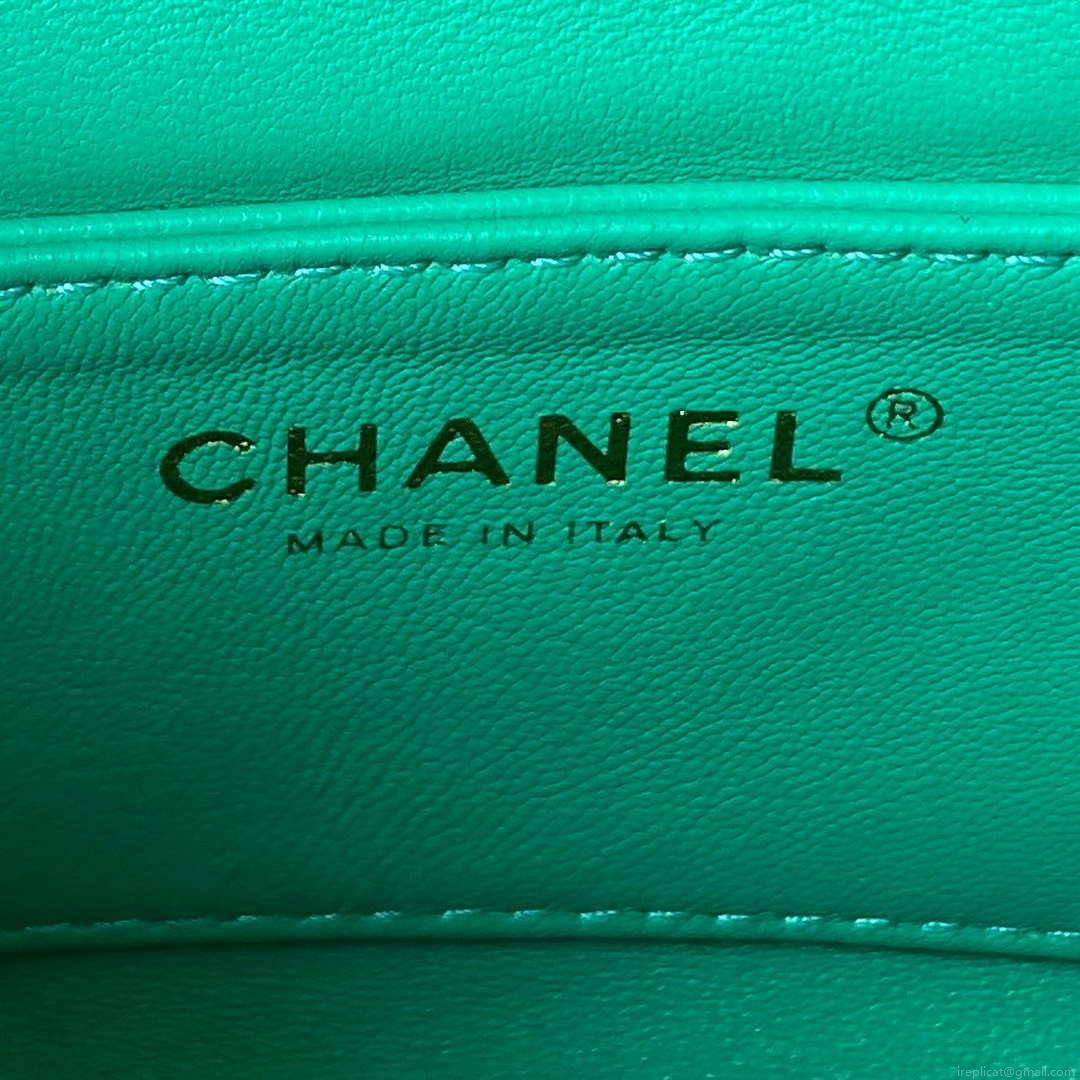 Chanel AS3830 Small Hobo Handbag Green Calfskin Gold