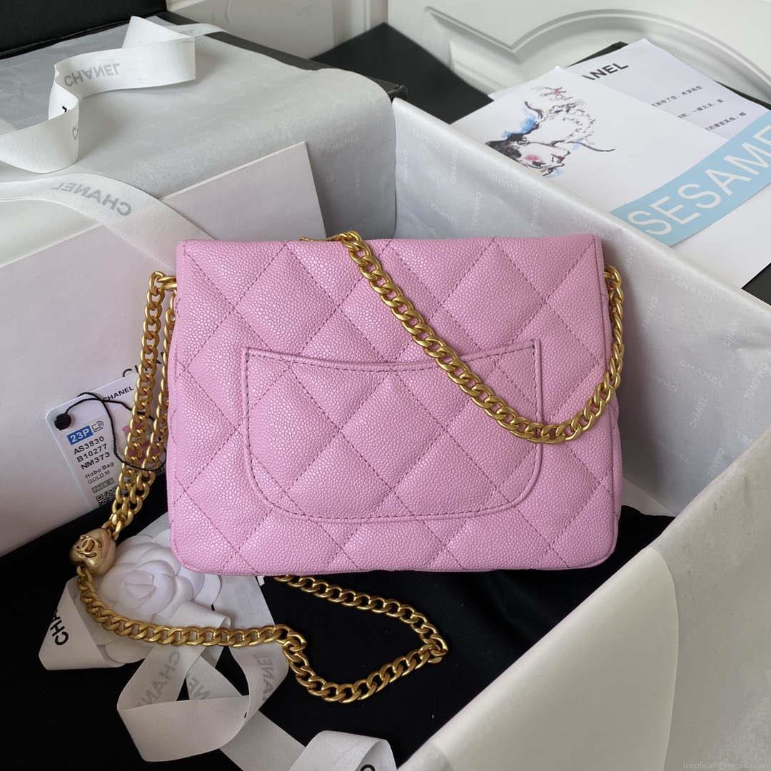 Chanel AS3830 Small Hobo Handbag Pink Calfskin Gold