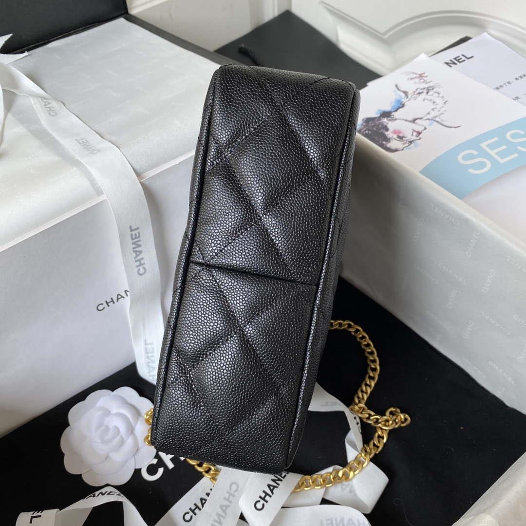 Chanel AS3830 Small Hobo Handbag Black Calfskin Gold
