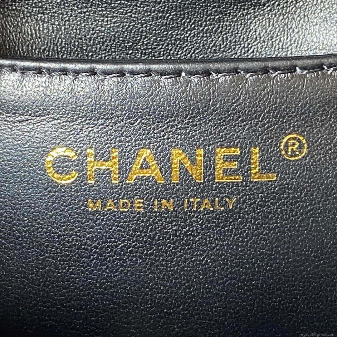 Chanel AS3830 Small Hobo Handbag Black Calfskin Gold