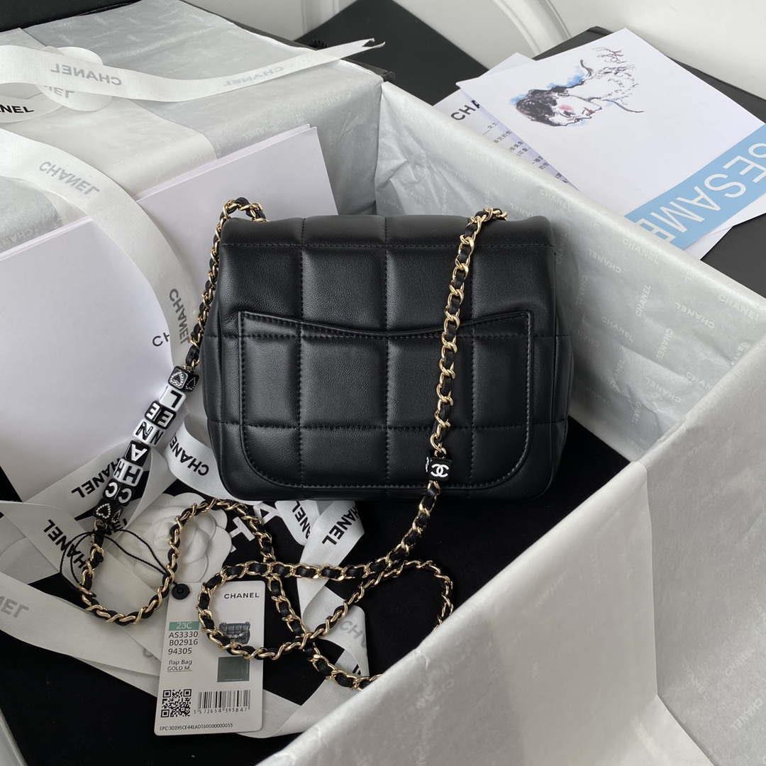Chanel AS3330 Mini Flap 17cm Bag Black Lambskin