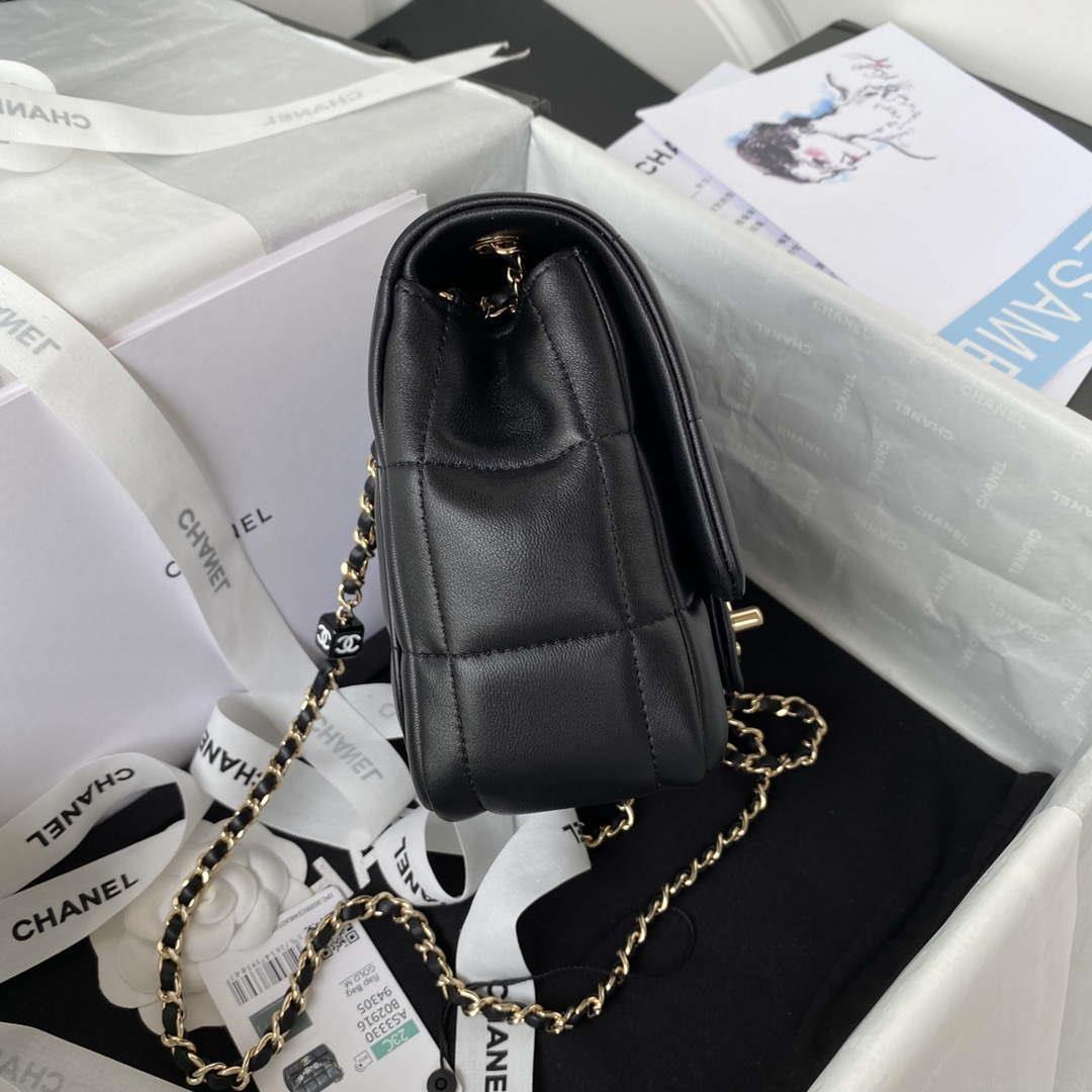 Chanel AS3330 Mini Flap 17cm Bag Black Lambskin