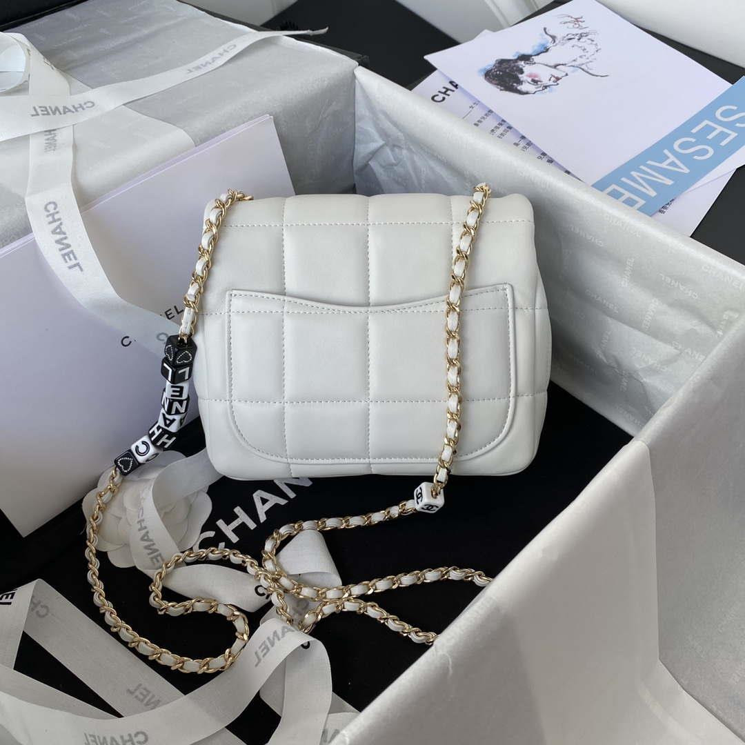 Chanel AS3330 Mini Flap 17cm Bag White Lambskin