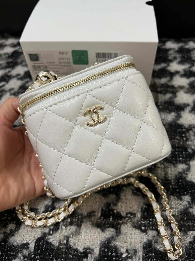 Chanel AP1447 Small Vanity With Chain Calfskin White