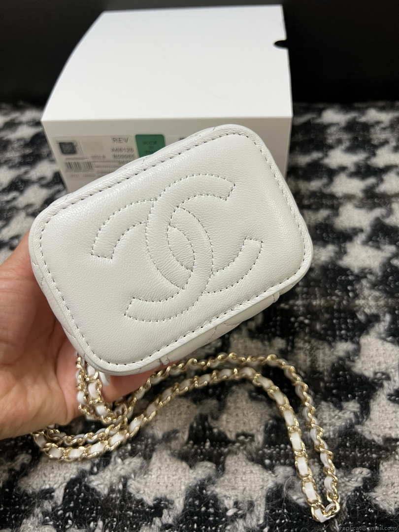Chanel AP1447 Small Vanity With Chain Calfskin White