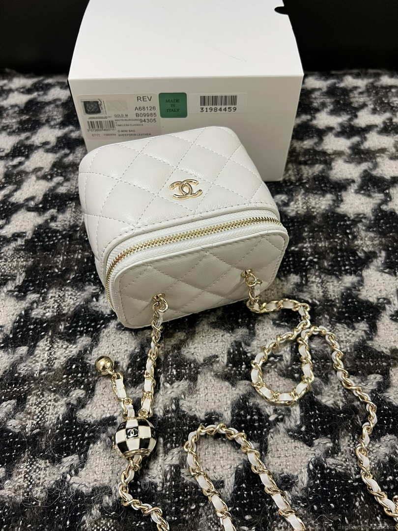 Chanel AP1447 Small Vanity With Chain Calfskin White