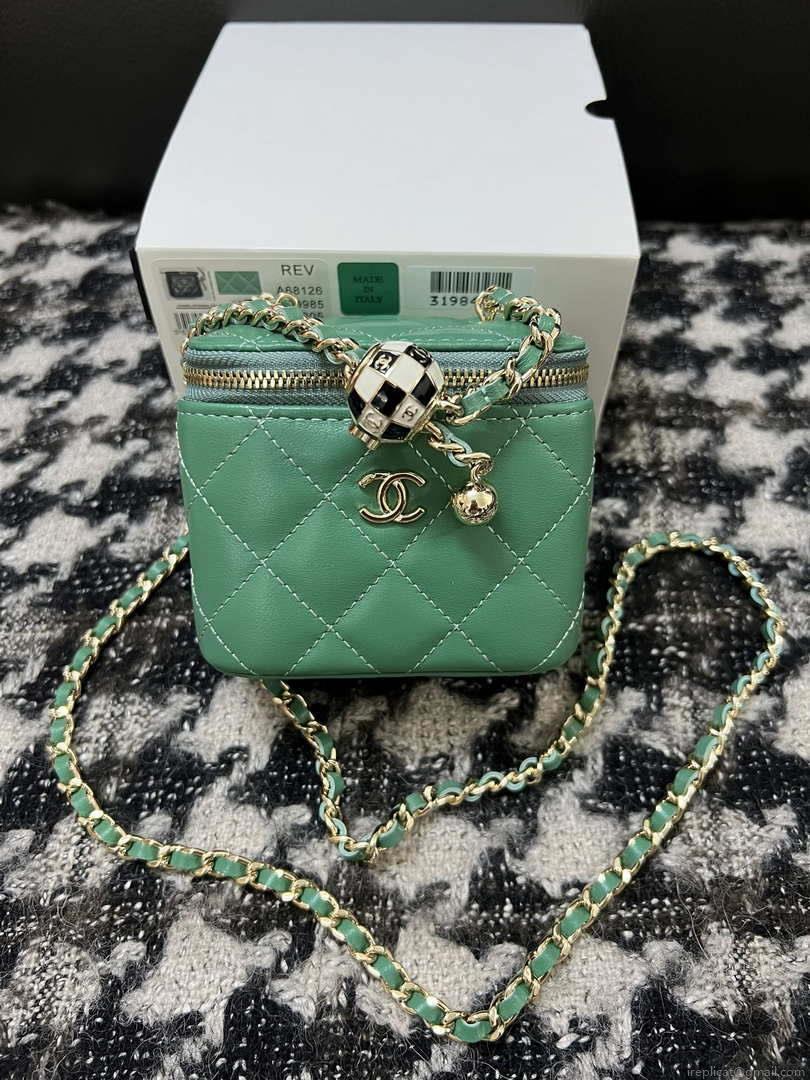 Chanel AP1447 Small Vanity With Chain Calfskin Green