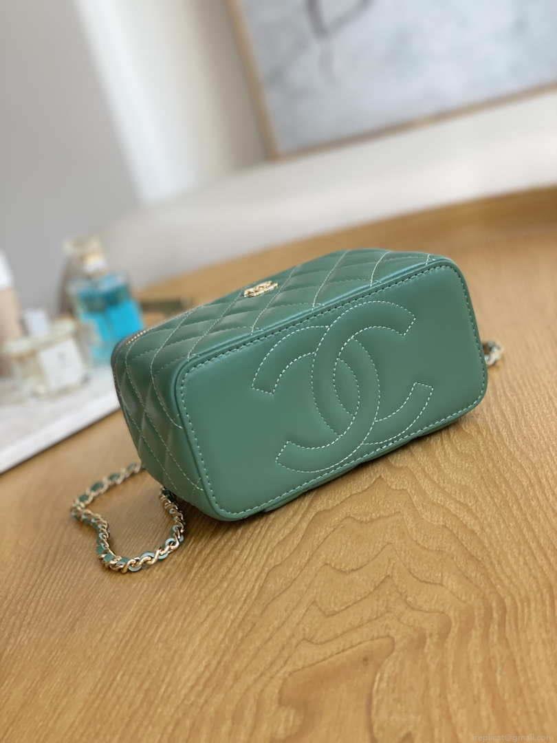 Chanel A81242 Vanity with chain Lambskin Gold football Light Green
