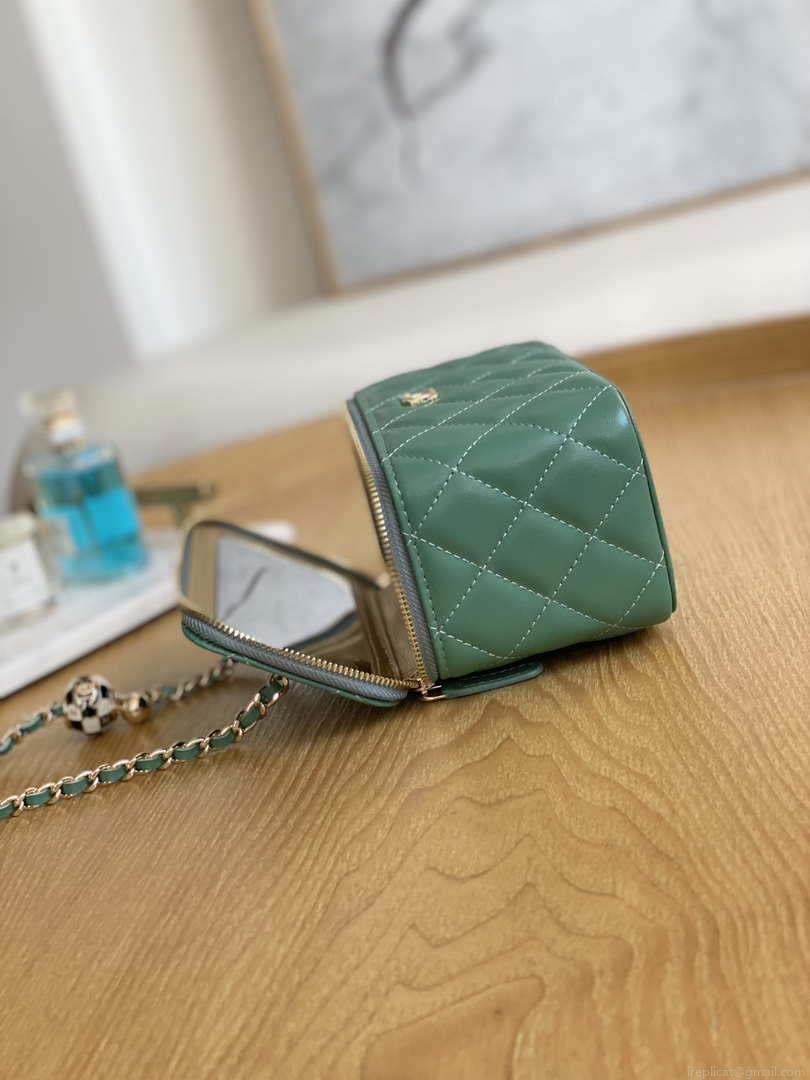 Chanel A81242 Vanity with chain Lambskin Gold football Light Green