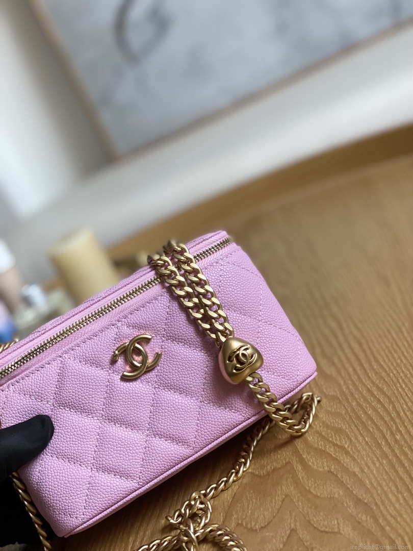 Chanel A68130 Vanity with chain Grained Calfskin Gold Pink