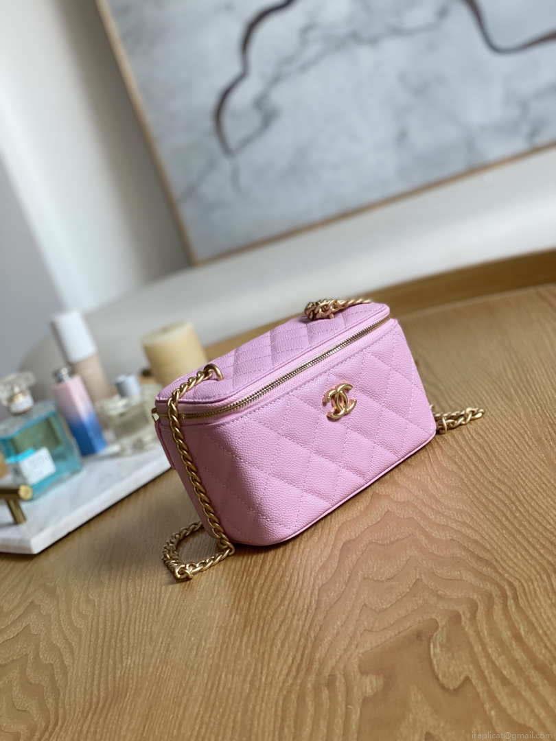 Chanel A68130 Vanity with chain Grained Calfskin Gold Pink