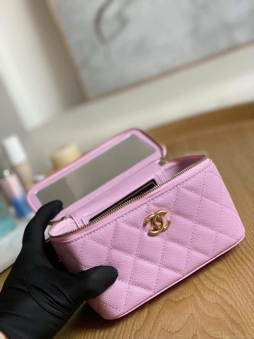 Chanel A68130 Vanity with chain Grained Calfskin Gold Pink