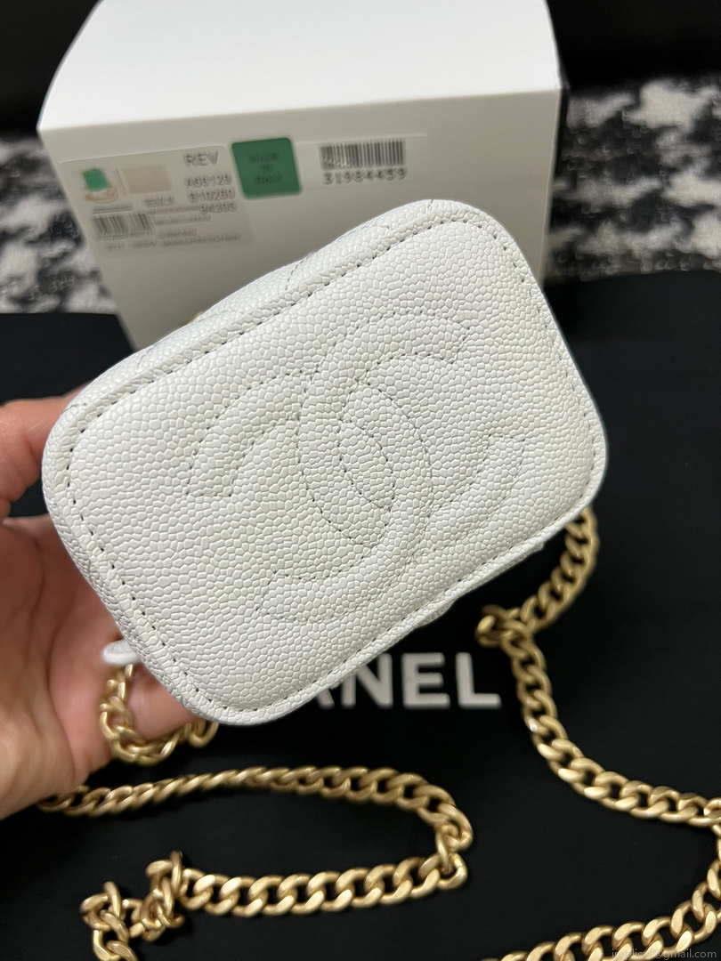 Chanel AP3203 Clutch With Chain Grained Calfskin White