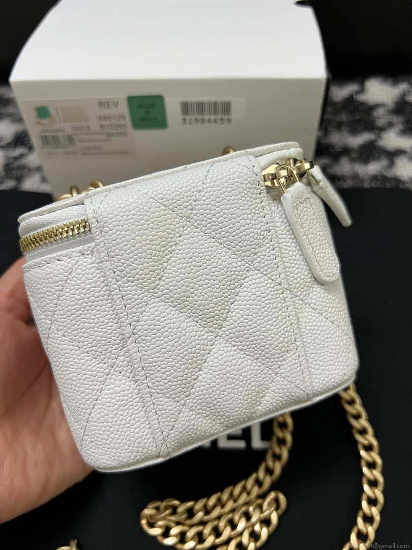 Chanel AP3203 Clutch With Chain Grained Calfskin White