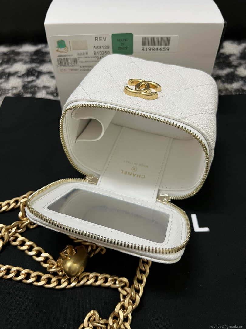 Chanel AP3203 Clutch With Chain Grained Calfskin White