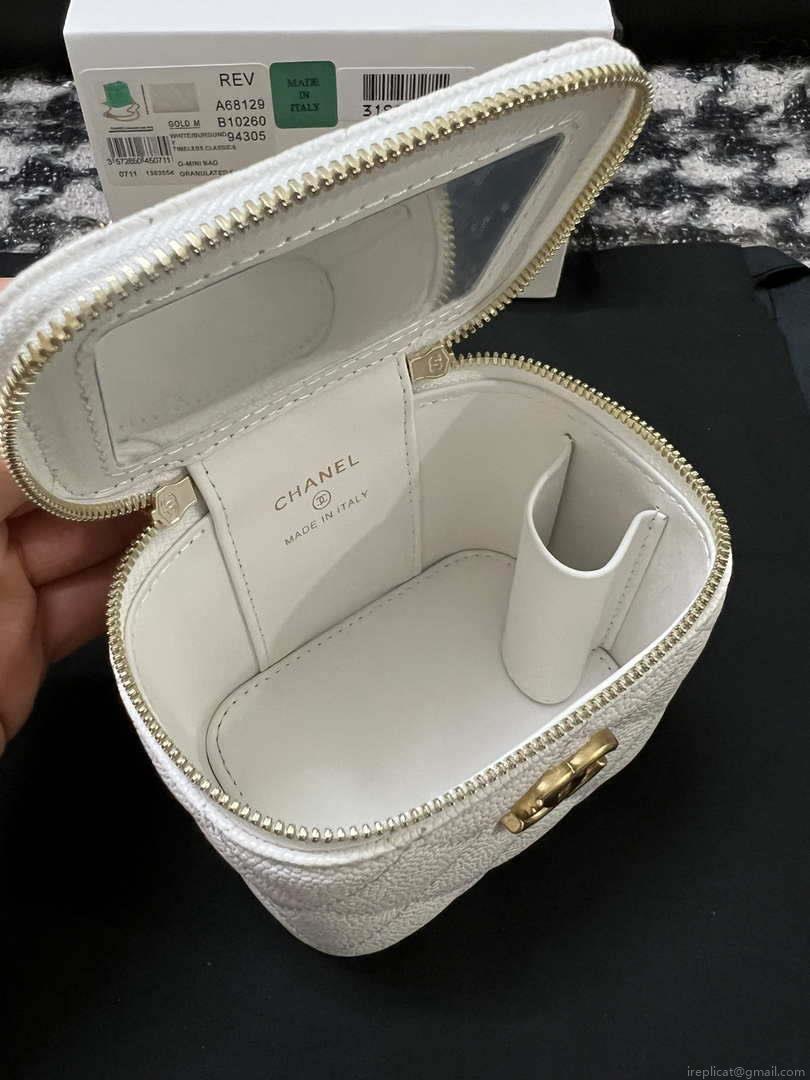 Chanel AP3203 Clutch With Chain Grained Calfskin White