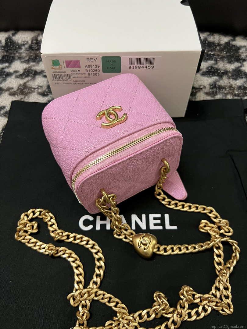 Chanel AP3203 Clutch With Chain Grained Calfskin Pink