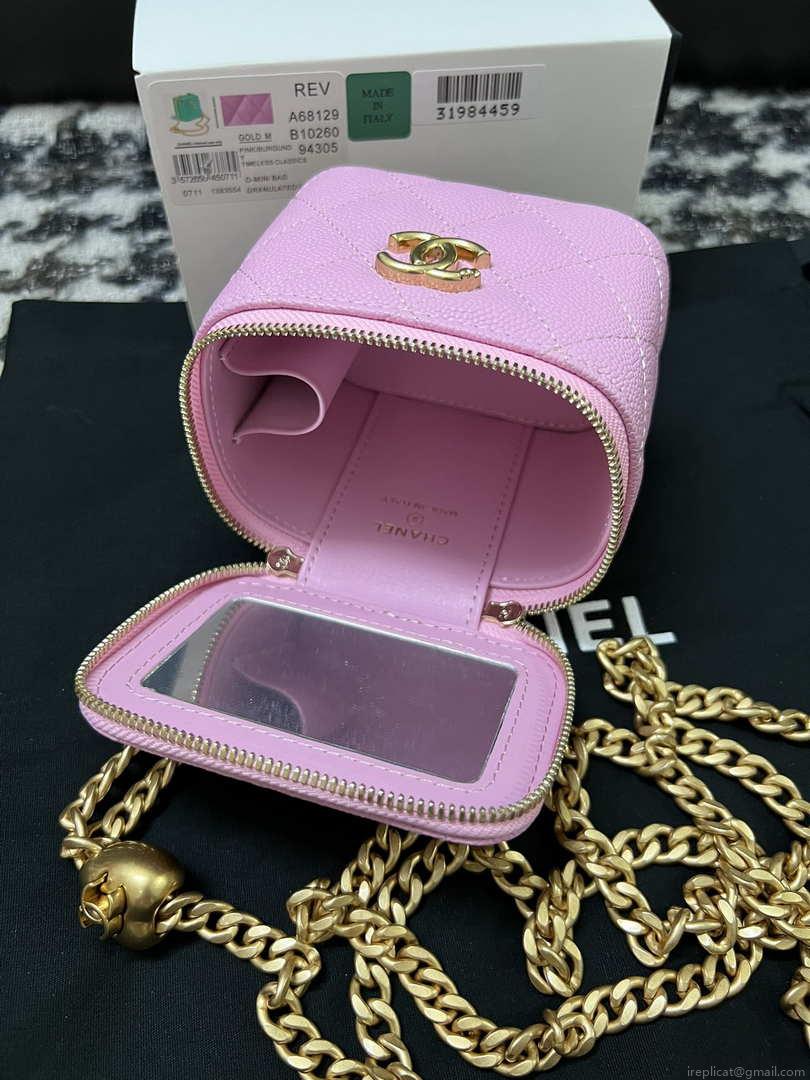 Chanel AP3203 Clutch With Chain Grained Calfskin Pink