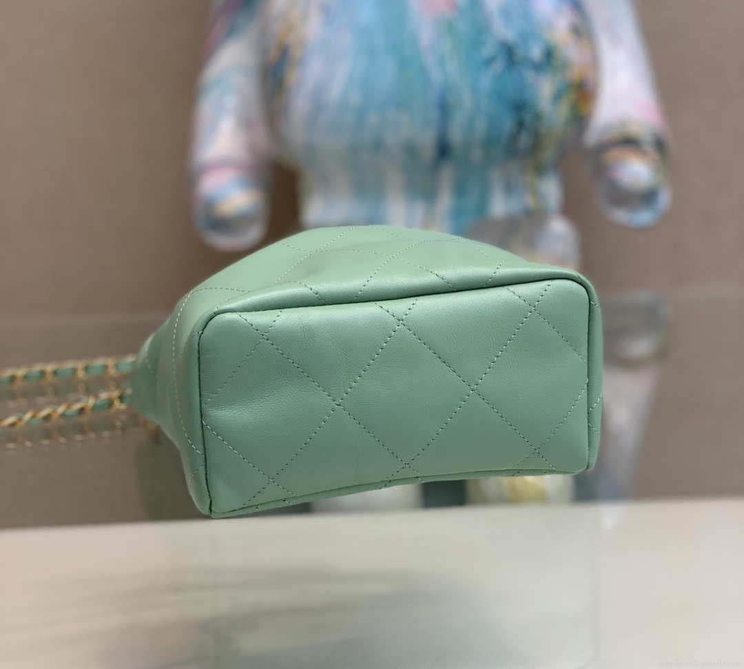 Chanel AS3793 Small Bucket Bag Lambskin Resin & Gold-Tone Metal Light Green