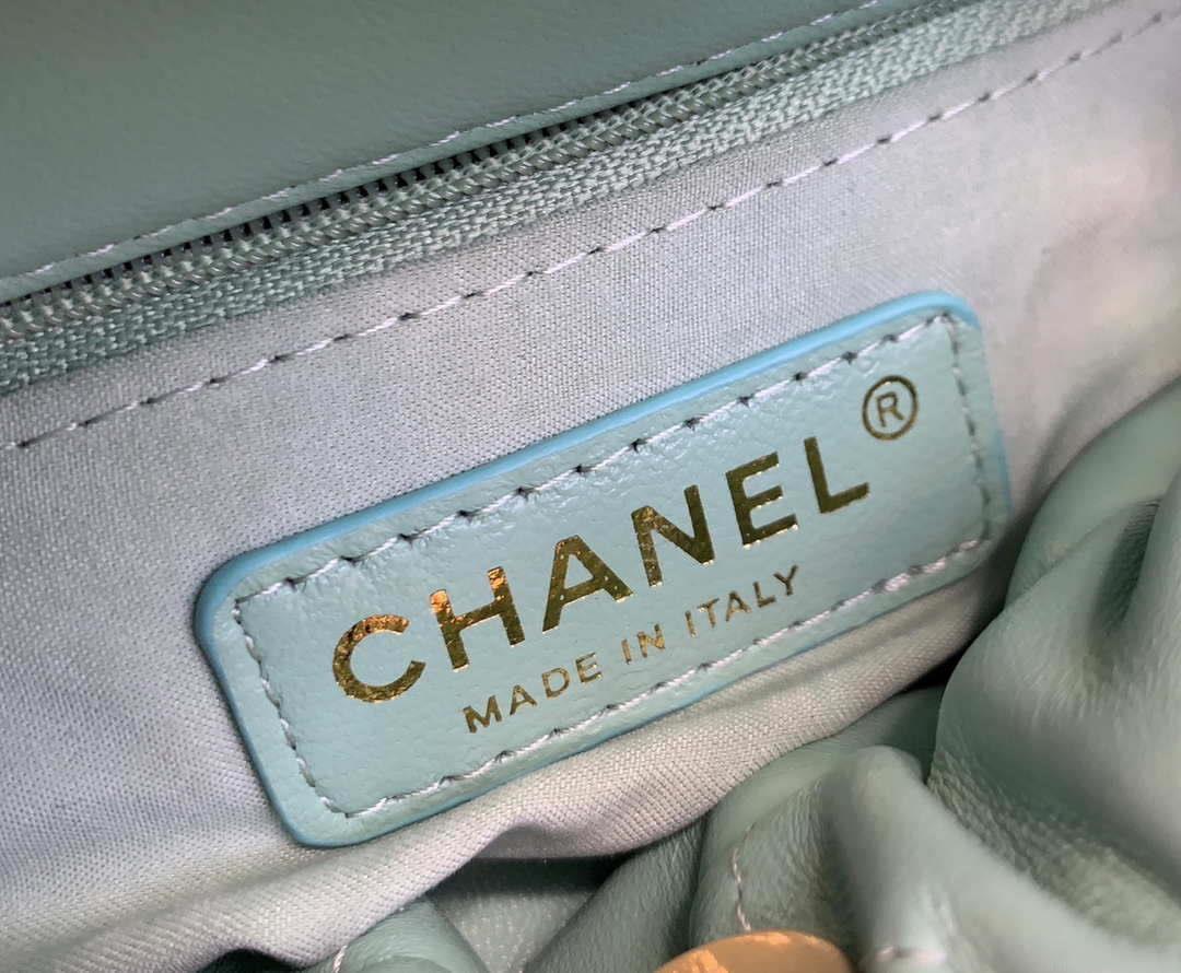 Chanel AS3793 Small Bucket Bag Lambskin Resin & Gold-Tone Metal Light Green